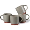 E-far Ceramic Coffee Mug Set of 4, 12oz Stoneware Coffee Cup with Handle, Porcelain Tea Cups, Modern Farmhouse Latte Mug Gift Set for Women & Men, Microwave Safe, Speckled White(Speckled Khaki)