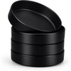 E-far Pasta Bowls Set of 4, 35oz Large Stoneware Bowl Plates | Reactive Glaze Shallow & Wide Ceramic for Soup Salad Dinner | Microwave & Dishwasher Safe, Deep Gray(Matte Black)