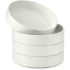 E-far Pasta Bowls Set of 4, 35oz Large Stoneware Bowl Plates | Reactive Glaze Shallow & Wide Ceramic for Soup Salad Dinner | Microwave & Dishwasher Safe, Deep Gray(Stone White)