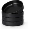 E-far Pasta Bowls Set of 6, 35oz Large Salad Bowl Plate for Dinner Serving Soup, Wide & Shallow Ceramic Stoneware Pasta Plates, Microwave & Dishwasher Safe, Reactive Glaze Texture-Stripe, Matte Black(Matte Black)