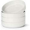 E-far Pasta Bowls Set of 6, 35oz Large Salad Bowl Plate for Dinner Serving Soup, Wide & Shallow Ceramic Stoneware Pasta Plates, Microwave & Dishwasher Safe, Reactive Glaze Texture-Stripe, Matte Black(Speckled White)