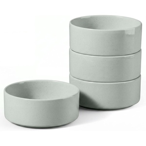 E-far Cereal Bowls Set of 4, 25oz Ceramic Deep Soup Bowls for Kitchen, Microwave Safe Bowls for Serving Prep, Rice, Dessert, Snack, Salad, Dishwasher Safe, Speckled Green(Haze Gray)