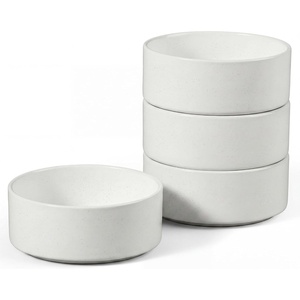 E-far Cereal Bowls Set of 4, 25oz Ceramic Deep Soup Bowls for Kitchen, Microwave Safe Bowls for Serving Prep, Rice, Dessert, Snack, Salad, Dishwasher Safe, Speckled Green(Stone White)