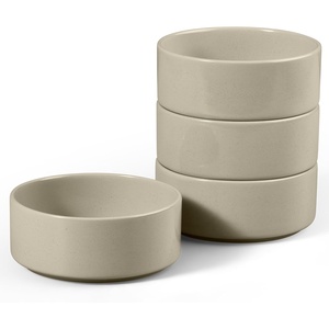 E-far Cereal Bowls Set of 4, 25oz Ceramic Deep Soup Bowls for Kitchen, Microwave Safe Bowls for Serving Prep, Rice, Dessert, Snack, Salad, Dishwasher Safe, Speckled Green(Deep Khaki)