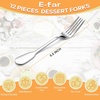E-far Dessert Spoons, Teaspoons Set of 12, 6.7″ Stainless Steel Small Spoon Silverware for Home Kitchen Restaurant, Food Grade for Coffee Tea, Mirror Finish & Widen Handle, Non-Toxic & Dishwasher Safe(6.8 inch Forks x 12)