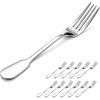 E-far Dessert Spoons, Teaspoons Set of 12, 6.7″ Stainless Steel Small Spoon Silverware for Home Kitchen Restaurant, Food Grade for Coffee Tea, Mirror Finish & Widen Handle, Non-Toxic & Dishwasher Safe(6.8 inch Forks x 12)