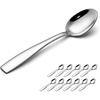 E-far Dessert Spoons, Teaspoons Set of 12, 6.7″ Stainless Steel Small Spoon Silverware for Home Kitchen Restaurant, Food Grade for Coffee Tea, Mirror Finish & Widen Handle, Non-Toxic & Dishwasher Safe(6.8 inch Spoons x 12)