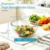 E-far Glass Mixing Bowl with Airtight Lid, 4.8QT Large Clear Glass Bowl for Salad, Sourdough Bread Making, Prep, Serving, Storage, Non-toxic & Leak-proof, Microwave, Dishwasher, Oven & Fridge Safe