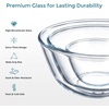 E-far Glass Mixing Bowls with Airtight Lids Set of 3, 4.8,2.9,0.8 Qt Clear Glass Salad Bowls for Cooking Prep Baking Serving, Large Nesting Bowls for Storage Sourdough Proofing, Dishwasher Safe