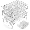 E-far Collapsible Cooling Rack for Cooking and Baking – 15”x10” Stackable Tight-Wire Stainless Steel Cookie Rack for Baking Sheet, Oven, Roasting, Dishwasher Safe & Space Saving, 2-Tier(4)
