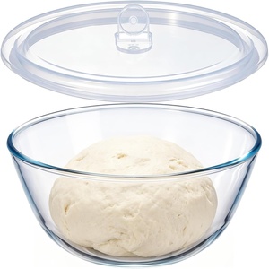 E-far Glass Mixing Bowl with Airtight Lid, 4.8QT Large Clear Glass Bowl for Salad, Sourdough Bread Making, Prep, Serving, Storage, Non-toxic & Leak-proof, Microwave, Dishwasher, Oven & Fridge Safe