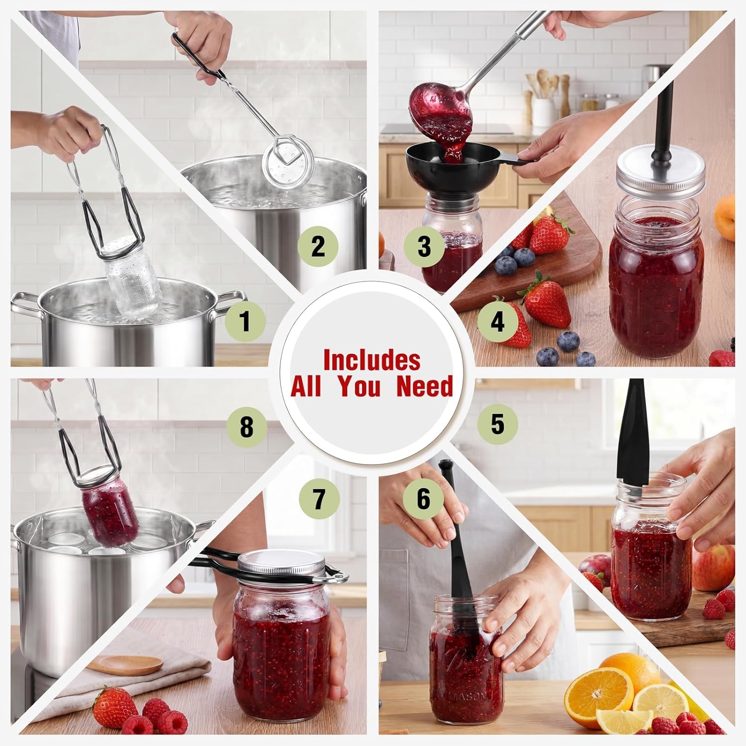 image:imageEfar 19QT Water Bath Canner Pot with Canning Supplies Starter Kit Foodgrade Stainless Steel Triply Base Home Canning Tools with Rack Works on All Stovetops Including Induction