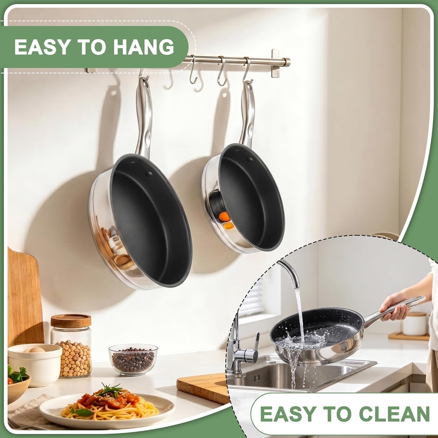 image:imageEfar Non Stick Frying Pans 895 Inch Skillet Set 2 Piece Nontoxic Cookware for Cooking with StayCool Handles Oven Safe amp Compatible with All Stovetops8 and 95 Fry Pan