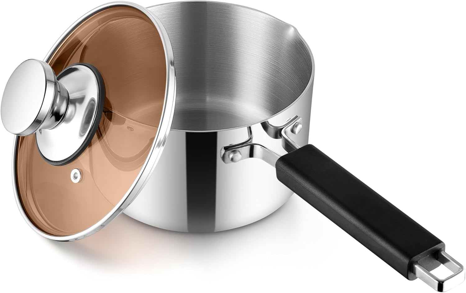 image:imageEfar Stainless Steel Saucepan Set of 3 1 amp 2 amp 3 Quart Sauce Pan with Lid Multipurpose Small Pot for Home Kitchen Restaurant Cooking Dishwasher SafeTriPly
