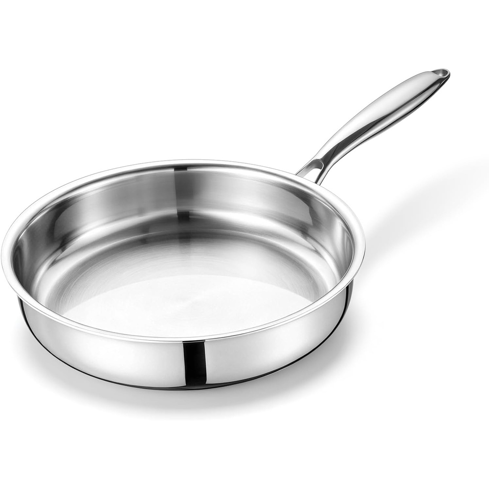 image:imageEfar 8 Inch Frying Pan Small TriPly Stainless Steel Skillet for Cooking Searing Sauting HeavyDuty amp NonToxic Cookware for Kitchen Induction Compatible Oven amp Dishwasher Safe10 Inch