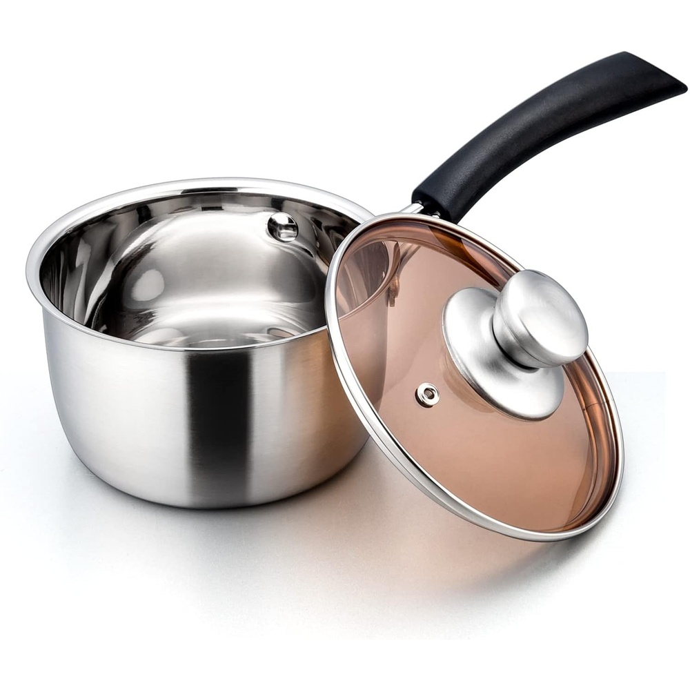 image:imageEfar Stainless Steel Saucepan Set of 3 1 amp 2 amp 3 Quart Sauce Pan with Lid Multipurpose Small Pot for Home Kitchen Restaurant Cooking Dishwasher SafeStainless Steel