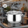 E-far 12 Quart Stock Pot, Stainless Steel Pot with Lid for Cooking Soup Simmering Stew, Tall Induction Pot w/Tri-Ply Thick Base, Large Cooking Pot w/Dual Heat Proof Handles, No-Toxic & Dishwasher Safe(4 Quarts)