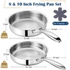 E-far 8 Inch Frying Pan, Small Tri-Ply Stainless Steel Skillet for Cooking Searing Sauting, Heavy-Duty & Non-Toxic Cookware for Kitchen, Induction Compatible, Oven & Dishwasher Safe(8&10 Inch)