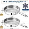 E-far 8 Inch Frying Pan, Small Tri-Ply Stainless Steel Skillet for Cooking Searing Sauting, Heavy-Duty & Non-Toxic Cookware for Kitchen, Induction Compatible, Oven & Dishwasher Safe(10&12 Inch)