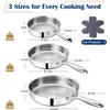 E-far 8 Inch Frying Pan, Small Tri-Ply Stainless Steel Skillet for Cooking Searing Sauting, Heavy-Duty & Non-Toxic Cookware for Kitchen, Induction Compatible, Oven & Dishwasher Safe(8&10&12 Inch)