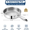 E-far 8 Inch Frying Pan, Small Tri-Ply Stainless Steel Skillet for Cooking Searing Sauting, Heavy-Duty & Non-Toxic Cookware for Kitchen, Induction Compatible, Oven & Dishwasher Safe(8 Inch)