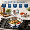 E-far 8 Inch Frying Pan, Small Tri-Ply Stainless Steel Skillet for Cooking Searing Sauting, Heavy-Duty & Non-Toxic Cookware for Kitchen, Induction Compatible, Oven & Dishwasher Safe(10 Inch)