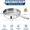 E-far 8 Inch Frying Pan, Small Tri-Ply Stainless Steel Skillet for Cooking Searing Sauting, Heavy-Duty & Non-Toxic Cookware for Kitchen, Induction Compatible, Oven & Dishwasher Safe(12 Inch)