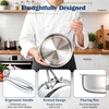 E-far 8 Inch Frying Pan, Small Tri-Ply Stainless Steel Skillet for Cooking Searing Sauting, Heavy-Duty & Non-Toxic Cookware for Kitchen, Induction Compatible, Oven & Dishwasher Safe(8 Inch)