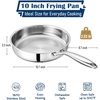 E-far 8 Inch Frying Pan, Small Tri-Ply Stainless Steel Skillet for Cooking Searing Sauting, Heavy-Duty & Non-Toxic Cookware for Kitchen, Induction Compatible, Oven & Dishwasher Safe(10 Inch)