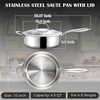 E-far Saute Pan with Lid, 12 Inch 6QT Tri-Ply Stainless Steel Deep Frying Pan, Braiser Pan & Chef Skillet, Non-toxic Cooking Pan for Induction Ceramic Gas Stoves, Heavy Duty, Oven & Dishwasher Safe(10 Inch / 4.5 QT)