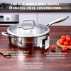 E-far Saute Pan with Lid, 12 Inch 6QT Tri-Ply Stainless Steel Deep Frying Pan, Braiser Pan & Chef Skillet, Non-toxic Cooking Pan for Induction Ceramic Gas Stoves, Heavy Duty, Oven & Dishwasher Safe(10 Inch / 4.5 QT)