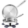 E-far 8 Inch Frying Pan, Small Tri-Ply Stainless Steel Skillet for Cooking Searing Sauting, Heavy-Duty & Non-Toxic Cookware for Kitchen, Induction Compatible, Oven & Dishwasher Safe(10&12 Inch)