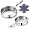 E-far 8 Inch Frying Pan, Small Tri-Ply Stainless Steel Skillet for Cooking Searing Sauting, Heavy-Duty & Non-Toxic Cookware for Kitchen, Induction Compatible, Oven & Dishwasher Safe(8&10 Inch)