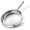 E-far 8 Inch Frying Pan, Small Tri-Ply Stainless Steel Skillet for Cooking Searing Sauting, Heavy-Duty & Non-Toxic Cookware for Kitchen, Induction Compatible, Oven & Dishwasher Safe(12 Inch)