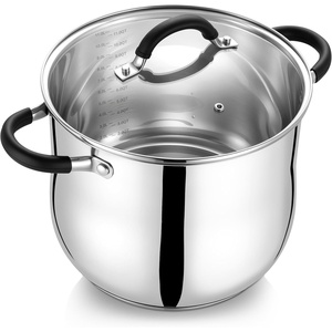 E-far 12 Quart Stock Pot, Stainless Steel Pot with Lid for Cooking Soup Simmering Stew, Tall Induction Pot w/Tri-Ply Thick Base, Large Cooking Pot w/Dual Heat Proof Handles, No-Toxic & Dishwasher Safe(12 Quarts)