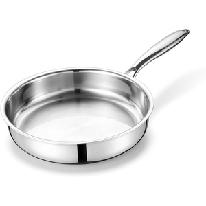 E-far 8 Inch Frying Pan, Small Tri-Ply Stainless Steel Skillet for Cooking Searing Sauting, Heavy-Duty & Non-Toxic Cookware for Kitchen, Induction Compatible, Oven & Dishwasher Safe(10 Inch)