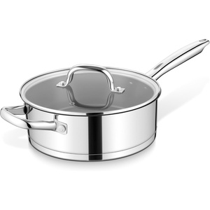 E-far Non Stick Frying Pans, 8/9.5 Inch Skillet Set 2 Piece, Non-toxic Cookware for Cooking with Stay-Cool Handles, Oven Safe & Compatible with All Stovetops(9.5″ Saute Pan w/ Lid)
