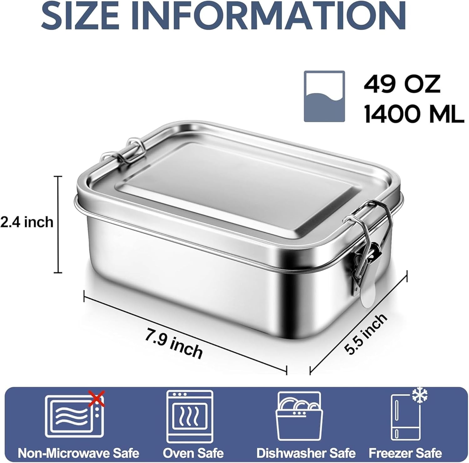 image:imageEfar 4 Pieces Stainless Steel Bento Box Medium 850ml Metal Lunch Box 28oz LeakProof Food Snack Container with Lids and 2 Removable Dividers Reusable Meal Storage for Camping Picnic Travel Work1