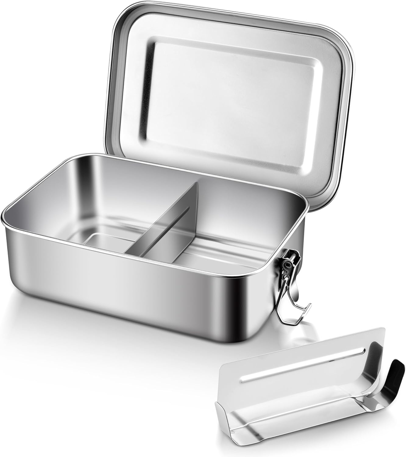 image:imageEfar 4 Pieces Stainless Steel Bento Box Medium 850ml Metal Lunch Box 28oz LeakProof Food Snack Container with Lids and 2 Removable Dividers Reusable Meal Storage for Camping Picnic Travel Work1