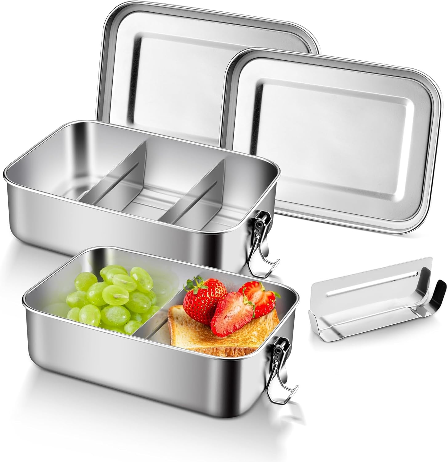 image:imageEfar 4 Pieces Stainless Steel Bento Box Medium 850ml Metal Lunch Box 28oz LeakProof Food Snack Container with Lids and 2 Removable Dividers Reusable Meal Storage for Camping Picnic Travel Work2