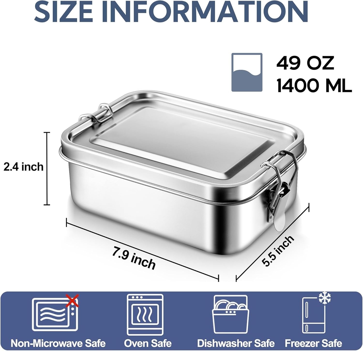 image:imageEfar 4 Pieces Stainless Steel Bento Box Medium 850ml Metal Lunch Box 28oz LeakProof Food Snack Container with Lids and 2 Removable Dividers Reusable Meal Storage for Camping Picnic Travel Work2