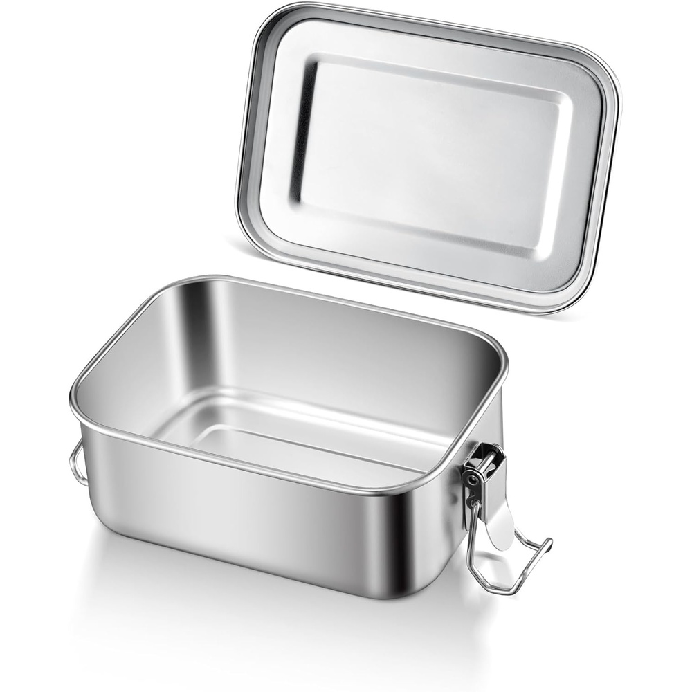 image:imageEfar 4 Pieces Stainless Steel Bento Box Medium 850ml Metal Lunch Box 28oz LeakProof Food Snack Container with Lids and 2 Removable Dividers Reusable Meal Storage for Camping Picnic Travel Work1