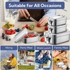 E-far 4 Pieces Stainless Steel Bento Box, Medium 850ml Metal Lunch Box, 28oz Leak-Proof Food Snack Container with Lids and 2 Removable Dividers, Reusable Meal Storage for Camping Picnic Travel Work(2)