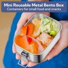 E-far 4 Pieces Stainless Steel Bento Box, Medium 850ml Metal Lunch Box, 28oz Leak-Proof Food Snack Container with Lids and 2 Removable Dividers, Reusable Meal Storage for Camping Picnic Travel Work(1)
