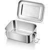 E-far 4 Pieces Stainless Steel Bento Box, Medium 850ml Metal Lunch Box, 28oz Leak-Proof Food Snack Container with Lids and 2 Removable Dividers, Reusable Meal Storage for Camping Picnic Travel Work(1)
