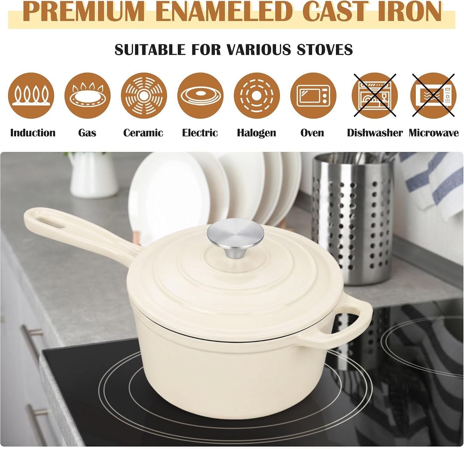 image:imageEfar 1Qt amp 2Qt amp 3Qt Sauce Pan Set with Selfbasting Lids GreenCream
