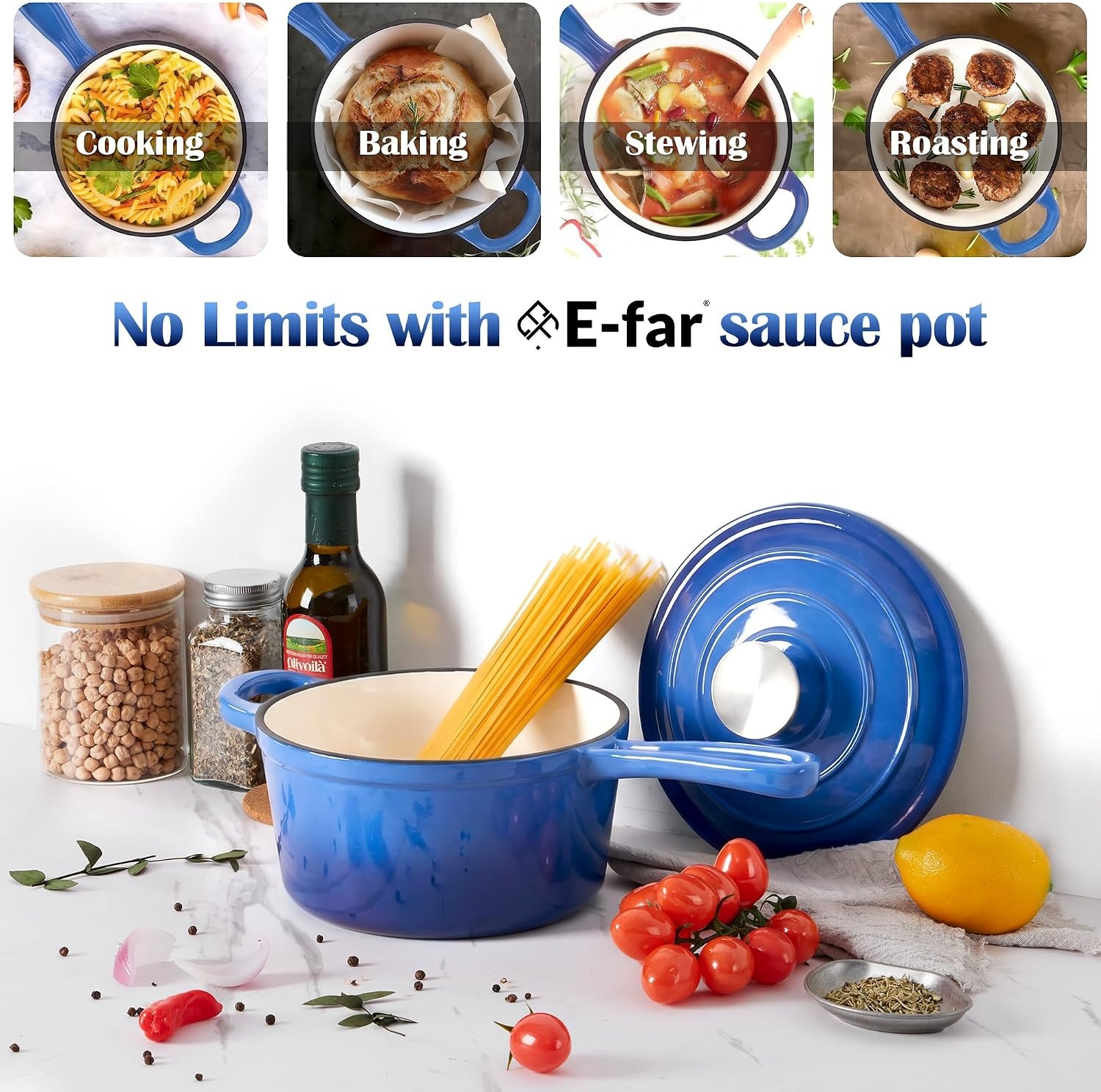 image:imageEfar 1Qt amp 2Qt amp 3Qt Sauce Pan Set with Selfbasting Lids GreenDeep Blue
