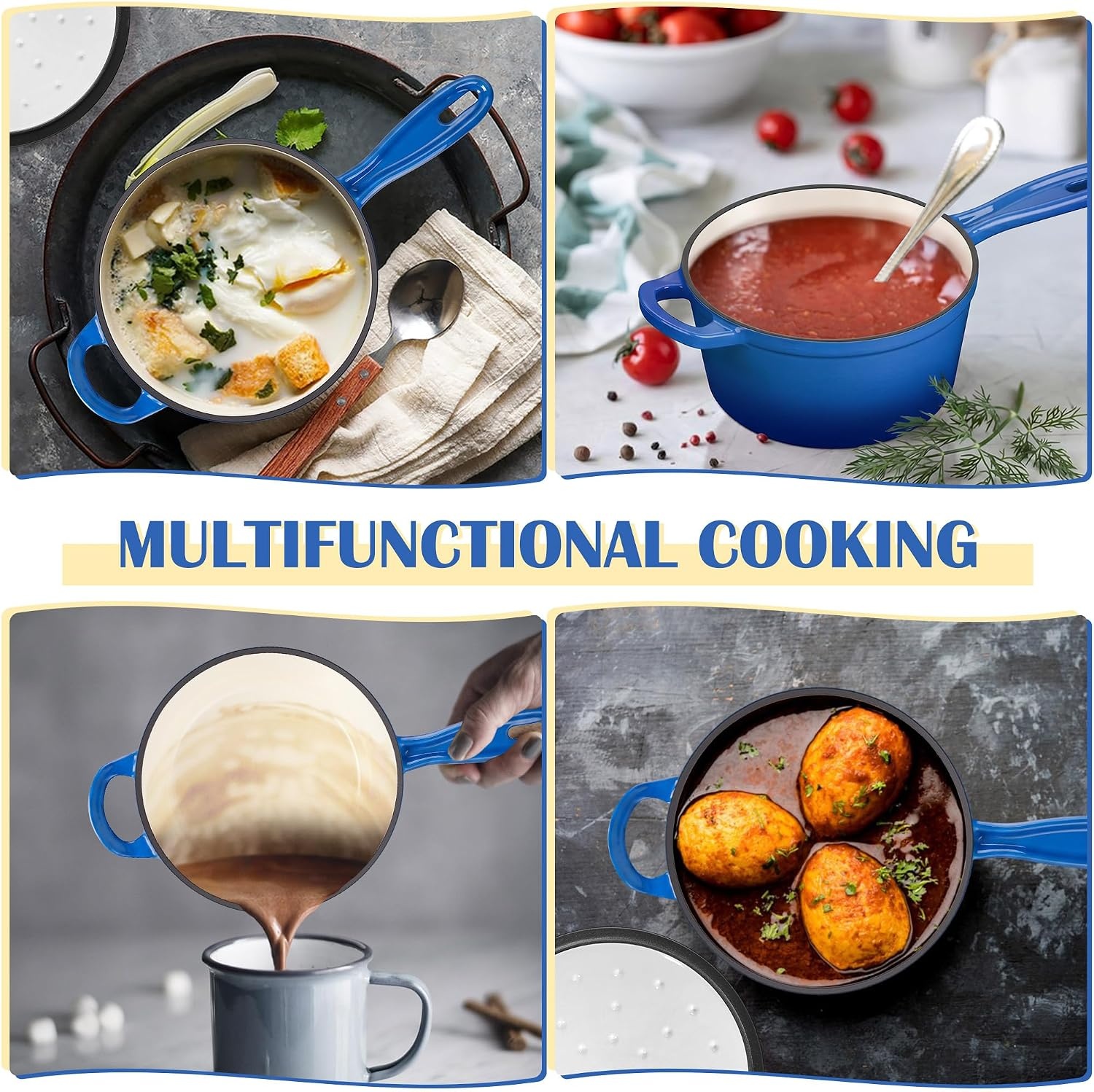 image:imageEfar 1Qt amp 2Qt amp 3Qt Sauce Pan Set with Selfbasting Lids GreenDeep Blue