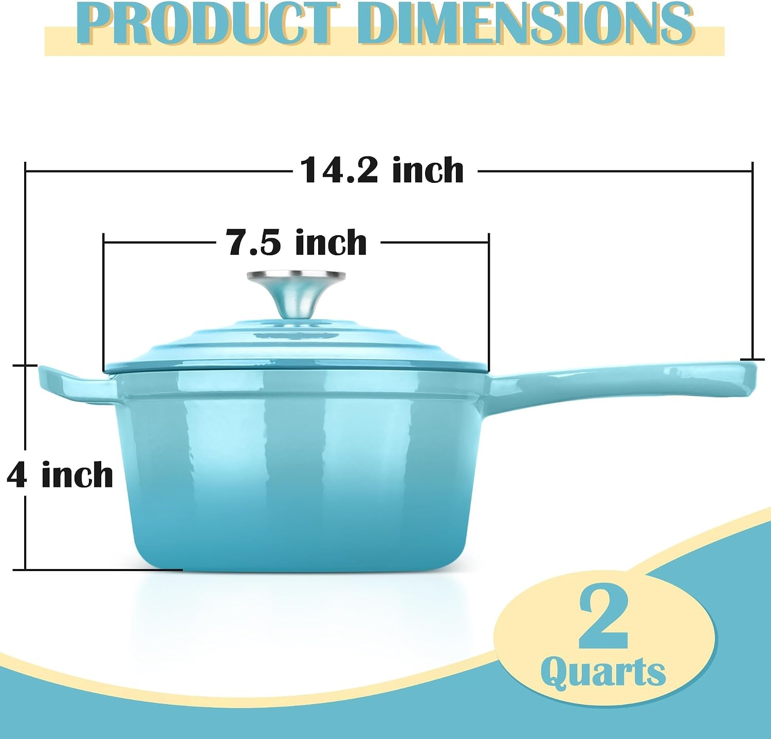 image:imageEfar 1Qt amp 2Qt amp 3Qt Sauce Pan Set with Selfbasting Lids GreenLight Blue