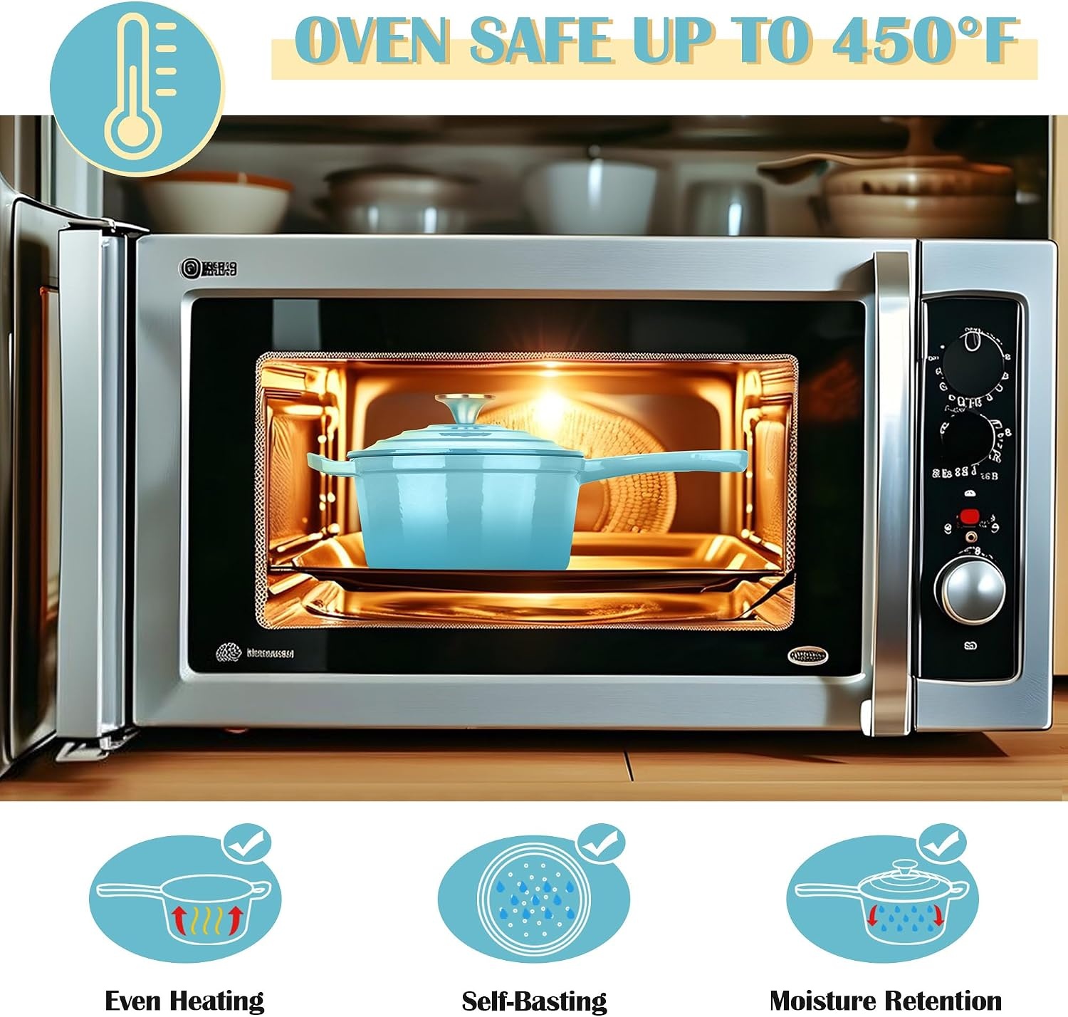 image:imageEfar 1Qt amp 2Qt amp 3Qt Sauce Pan Set with Selfbasting Lids GreenLight Blue